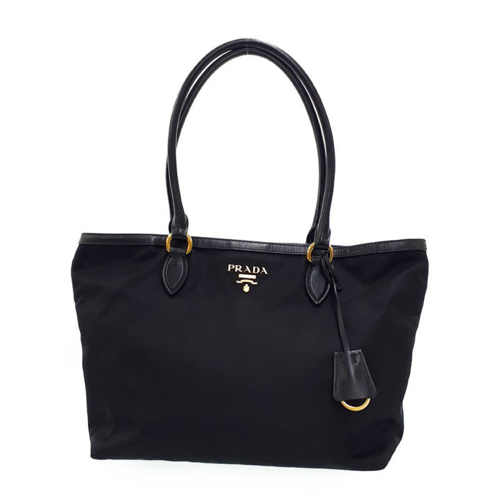 Prada Tessuto tote bag leather trim Black
